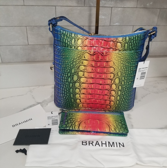 NWT BRAHMIN KATIE POPSICLE OMBRE MELBOURNE CROSSBODY & ADY WALLET - Picture 14 of 16